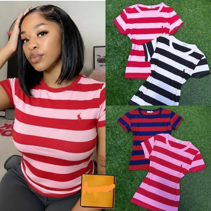 Stripe basic top 👕🛒🩷