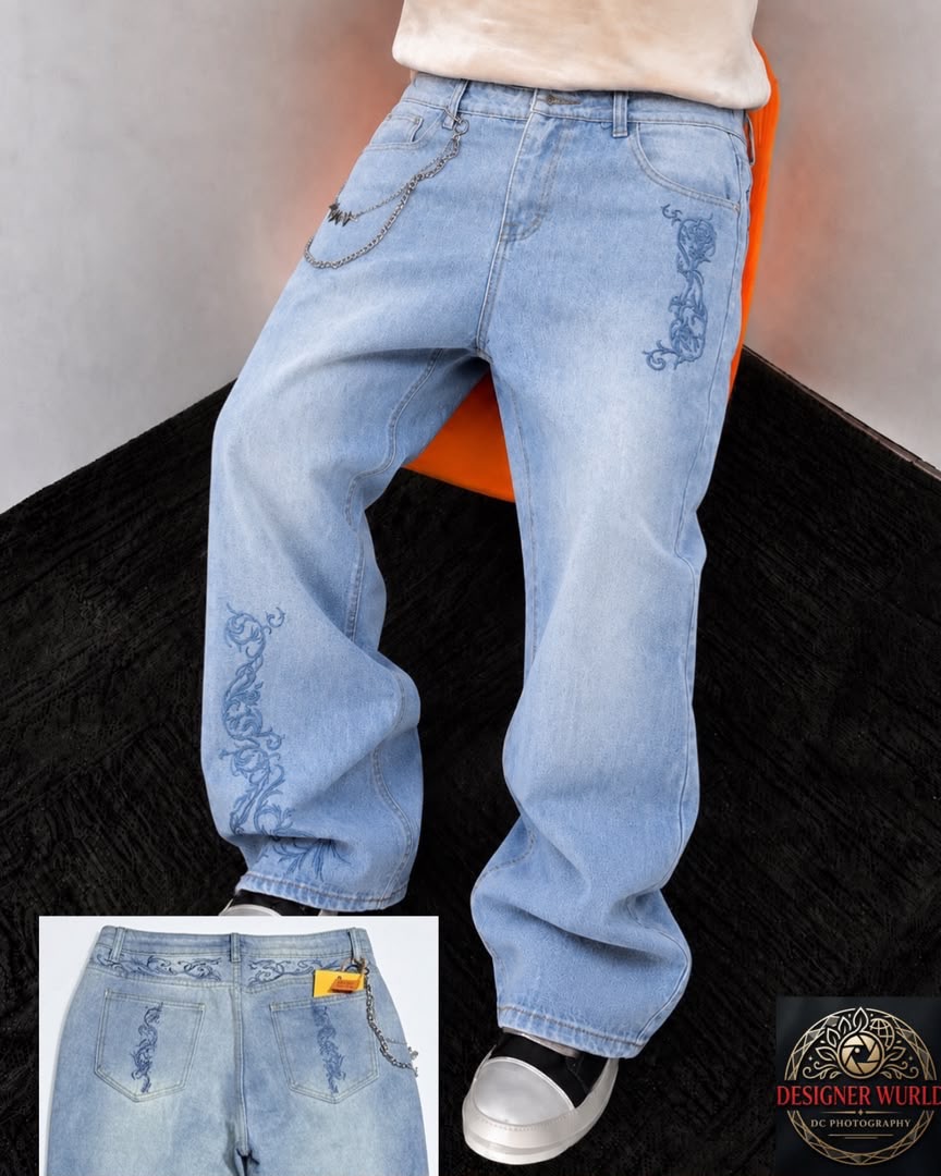 Chained rosary baggy jean Trending
